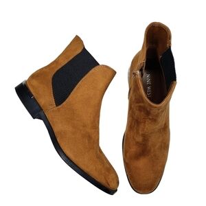 Nine West | Cognac Brown Suede Almond Toe Southwestern Ankle Booties Women's 7